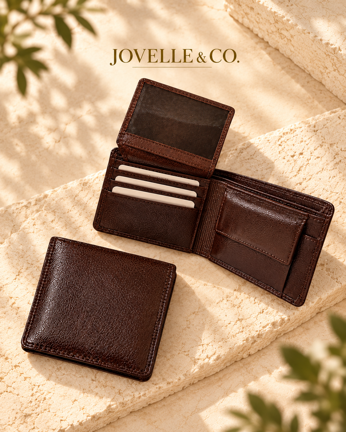Men's Brown Leather Bifold Wallet – Card Holder, ID Window & Coin Pocket