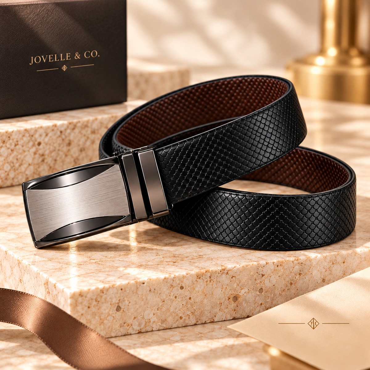 Men's Reversible Textured Belt – Black & Brown