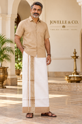 Traditional Kerala Mundu – Off White with Golden Border