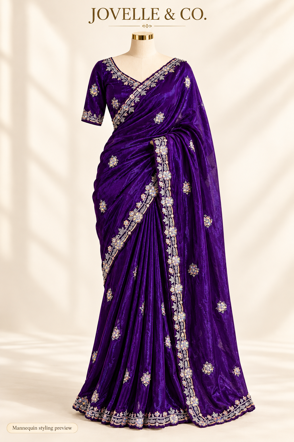 Violet saree — mannequin styling preview
